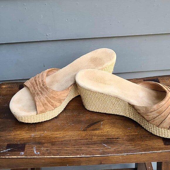 UGG Alvina Slip on Beige Suede Jute Wedge Mule Slides size 10 - Picture 6 of 13